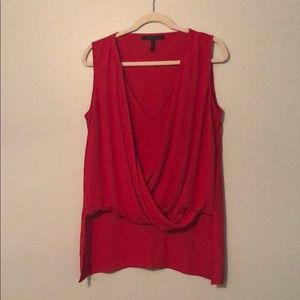 High Low Red V-neck Top